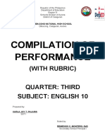 Compilation of Performance: (With Rubric) Quarter: Third Subject: English 10