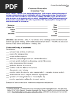 Classroom Observation Checklist Form