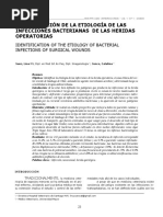 Identificación de Las Etiologías de Las Infecciones Bacterianas de Las Heridas Operatorias