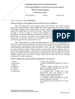 Universitatea de Stat Din Moldova. Facultatea de Litere Test La Limba Engleza. Anul I. Semestru II. Anul de Studiu 2020-2021. Profesor: Volosciuc Ina