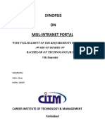 Synopsis ON Msil-Intranet Portal: Bachelor of Technology (B.Tech) VTH Semester