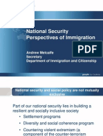 National Security Perspectives of Immigration: Andrew Metcalfe Secretary Department of Immigration and Citizenship