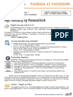 Filipino 11 Pagbasa at Pagsusuri Modyul 7 Q4