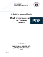 A Detailed Lesson Plan in Oral Communication - Danilo Siquig, Jr.