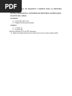 Examen Parcial de Máquinas y Equipos para La Industria Alimentaria