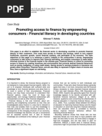 Promoting Access To Finance by Empowering Consumers - Financial Literacy in Developing Countries