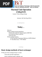 Thermal Unit Operation (Cheg3115) : Lecture 3-Heat Exchanger Design