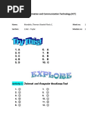 Information and Communication Technology (ICT) : Activity 1: Internet and Computer Readiness Test