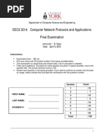 EECS 3214: Computer Network Protocols and Applications Final Examination