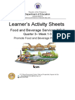 Learner's Activity Sheets: Food and Beverage Services NC II