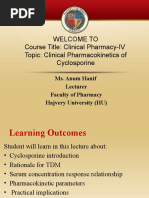 Clinial Pharmacokinetics of Cyclosporine