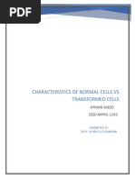 Characteristics of Normal Cells Vs Transformed Cells: Ayman Saeed 2020-MPHIL-1243