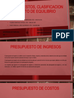 Presupuestos, Clasificacion y Punto de Equilibrio