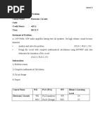 Complex Engineering Problem Course Name: Electronic Circuits Code: Credit Hours: 4 (3-1) Class: BSCE-3 Statement of Problem