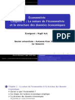 Chapitre 1 La Nature de L'économétrie Et La Structure Des Données Économiques