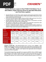 Chasen Reverses Losses To Post FY2021 Profit Before Tax of S$4.6 Million Higher Revenue Driven by Specialist Relocation and Third Party Logistics