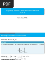 Algebr As I Elemente de Statistic A Matematic A Curs 8: Adela Sasu, PH.D