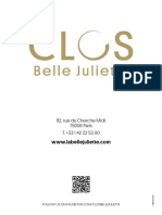 Clos Belle Juliette - English Menu