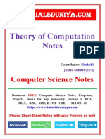 Theory of Computation Notes 1 - TutorialsDuniya