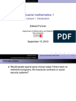 Actuarial Mathematics 1: Lecture 1. Introduction