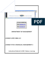 BBM 215 - Financial Management I