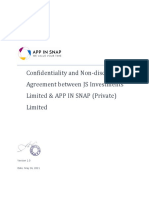 JSIL & APP in SNAP (Private) Limited - Confidentiality & Non-Disclosure Agreement