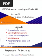 IT5010-Advanced Learning and Study Skills Lecture-01: How To Be An Effective Learner