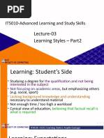 Lecture-03 Learning Styles - Part2: IT5010-Advanced Learning and Study Skills