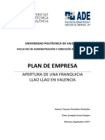 Puchades - Plan de Empresa. Apertura de Una Franquicia Llao Llao en Valencia