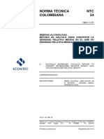 NTC54 Bebidas Alcoholicas. Metodo de Calculo para Convertir La Densidad Relativa Medida en El Aire en Dencidad Relativa Medida en El Vacio