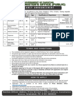 Prime Minister'S Office (Public) : Vacancy Announcement