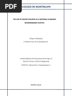 Colegio de Muntinlupa: The Use of Water Hyacinth As A Material in Making Biodegrabable Plastics