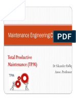 Maintenance Engineering (Che-405) : Total Productive Maintenance (TPM)