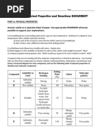 Properties and Reactions Assignment May 2021