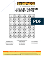 Sopa de Letras de Relacion Entre Seres Vivos