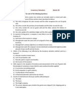 Quiz B Inventory Valuation Marks 05: Q: Choose The Best Answer For Each of The Following Questions