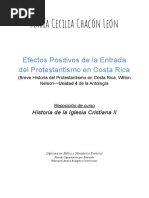 Efectos Positivos de La Entrada Del Protestantismo en Costa Rica