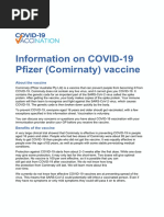 Information On COVID-19 Pfizer (Comirnaty) Vaccine