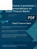 Usha Thorat Committee's Recommendations On Small Finance Banks