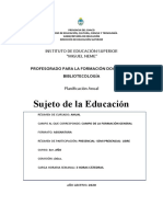 Planificación Anual. Sujeto. Biblioteca 2020