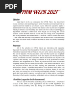 "CITHM WEEK 2021": Objective