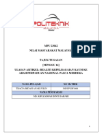 MPU23042 - NILAI MASYARAKAT MALAYSIA (Ulasan Artikel Minggu 12)