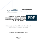 2010 - Vergara - Memoria Auditiva Inmediata y Procesos de Lectura en Estudiantes de Quinto Grado de Una Institución Pública de Playa Rímac