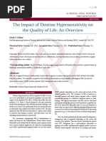 The Impact of Dentine Hypersensitivity On The Quality of Life: An Overview