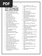 Static GK Important Dates (FPSC BOOK)