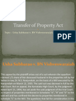 Transfer of Property Act: Topic: Usha Subbarao v. BN Vishveswaraiah, (1996) 5 SCC 201