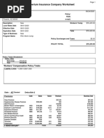 Imperium Insurance Company Worksheet: Workers' Compensation Policy Totals