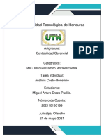 Tarea Análisis Costo Beneficio - Contabilidad Gerencial - Miguel Erazo - UTH Juticalpa