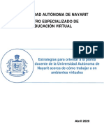 Estrategias para Orientar A La Planta Docente de La Universidad Autónoma de Nayarit Acerca de Cómo Trabajar A en Ambientes Virtuales