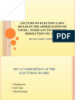 Lecture On Election Laws (Rules in The Appreciation of Votes - Pursuant To Comelec RESOLUTION NO. 10211)